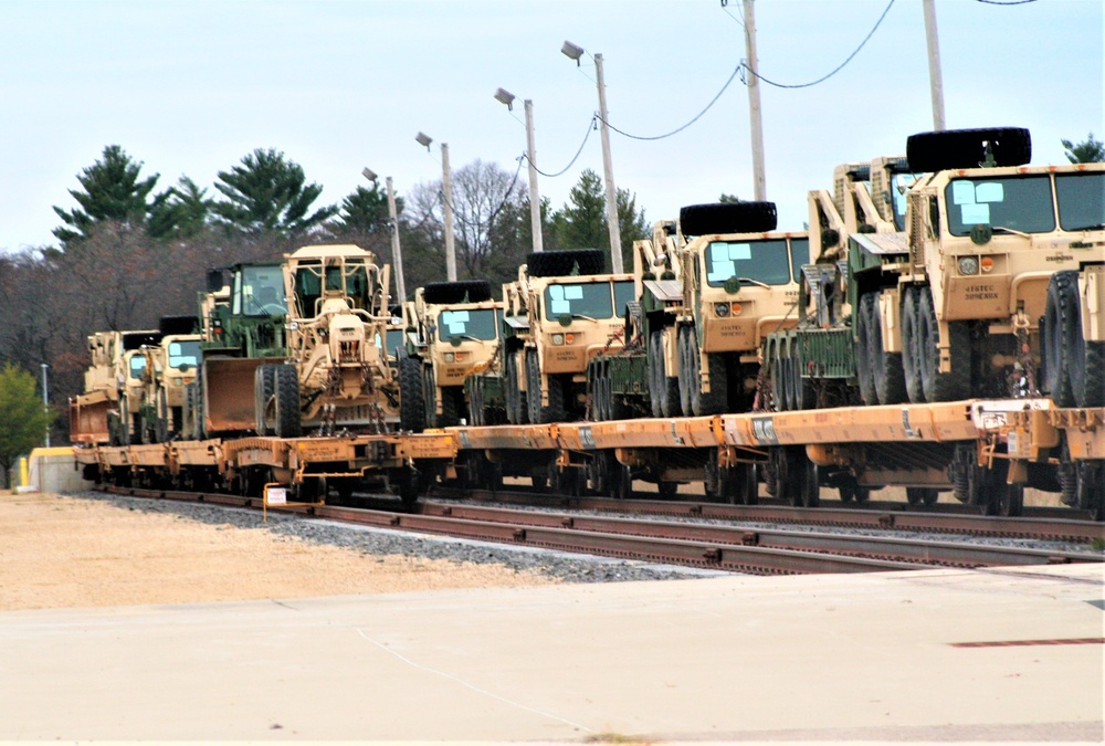 411th Engineer Company equipment deployment by rail movement at Fort McCoy