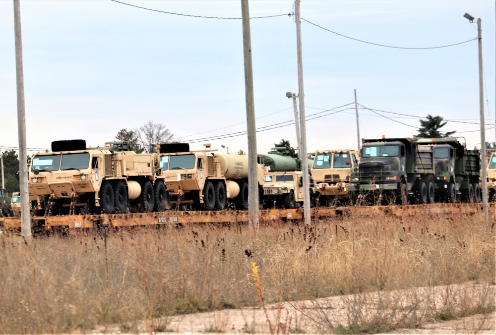 411th Engineer Company equipment deployment by rail movement at Fort McCoy