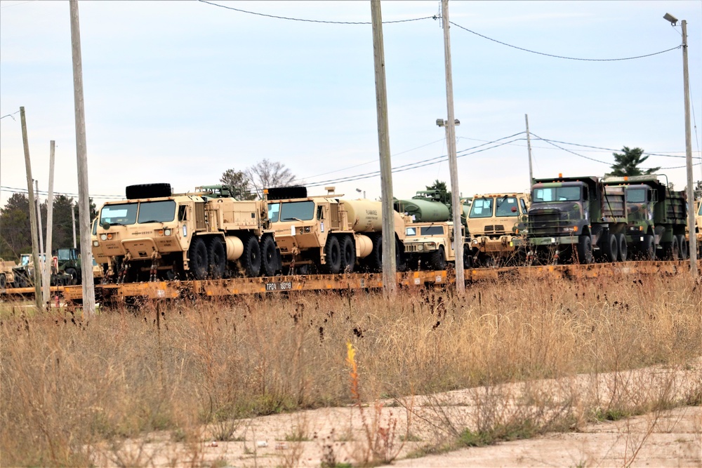 411th Engineer Company equipment deployment by rail movement at Fort McCoy