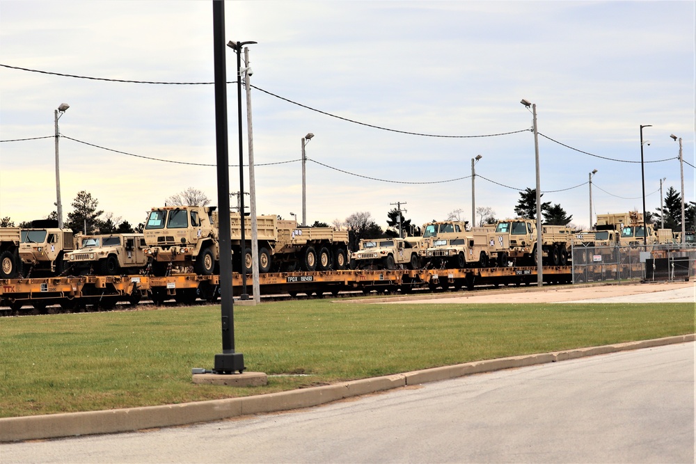 411th Engineer Company equipment deployment by rail movement at Fort McCoy