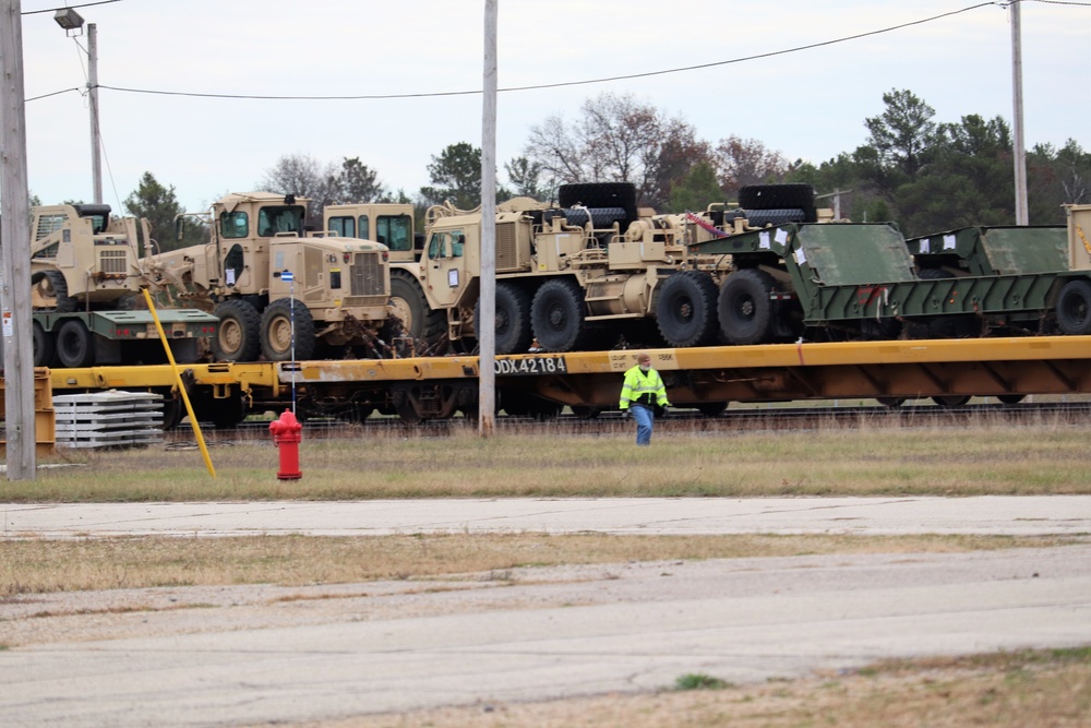 411th Engineer Company equipment deployment by rail movement at Fort McCoy