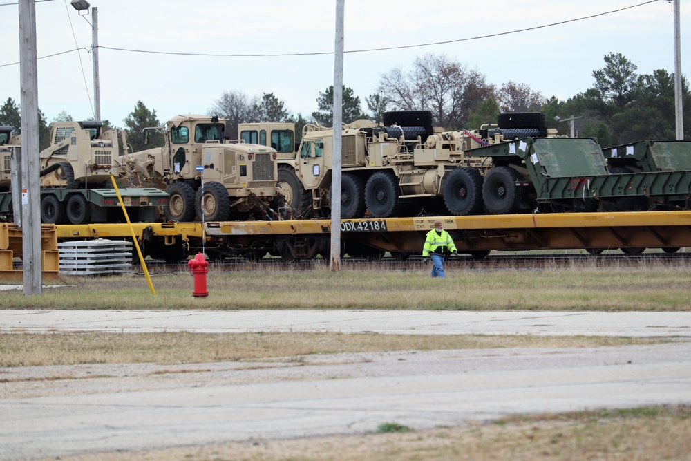 411th Engineer Company equipment deployment by rail movement at Fort McCoy