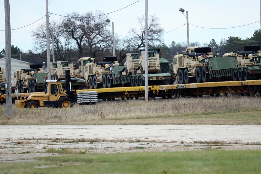 411th Engineer Company equipment deployment by rail movement at Fort McCoy