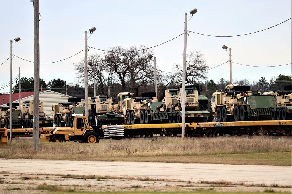 411th Engineer Company equipment deployment by rail movement at Fort McCoy