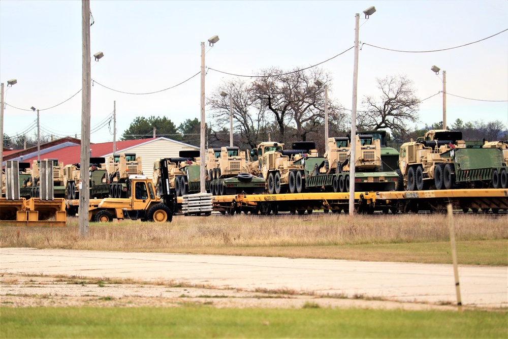 411th Engineer Company equipment deployment by rail movement at Fort McCoy