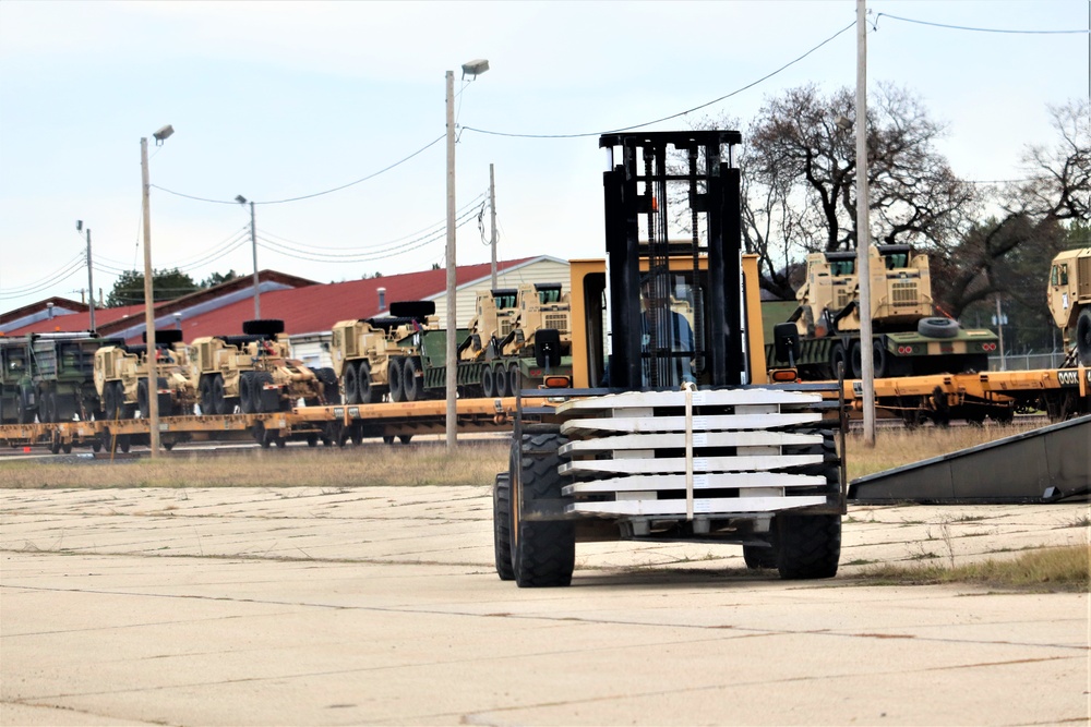 411th Engineer Company equipment deployment by rail movement at Fort McCoy