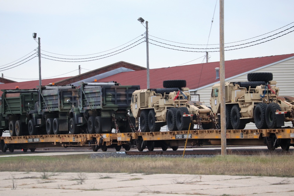 411th Engineer Company equipment deployment by rail movement at Fort McCoy