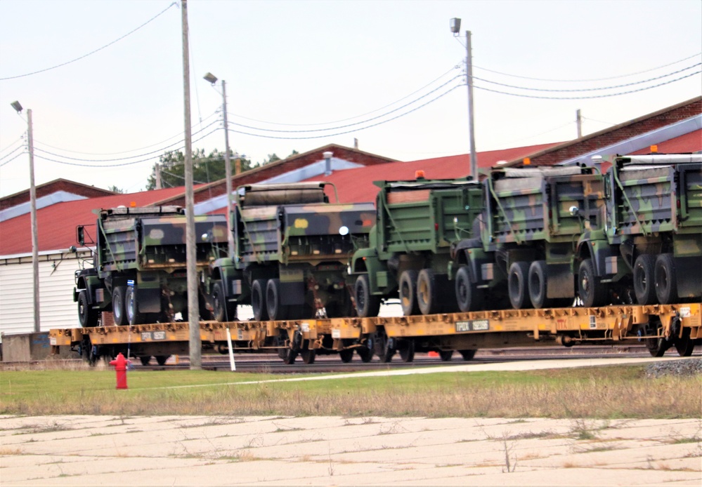 411th Engineer Company equipment deployment by rail movement at Fort McCoy