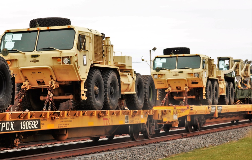 411th Engineer Company equipment deployment by rail movement at Fort McCoy