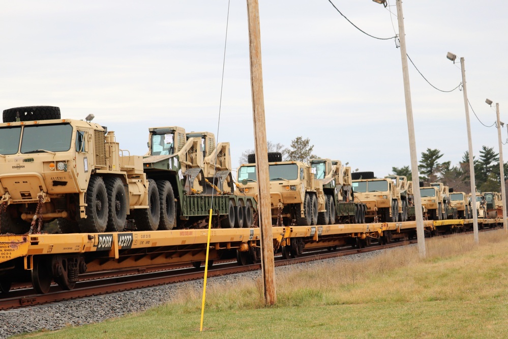 411th Engineer Company equipment deployment by rail movement at Fort McCoy