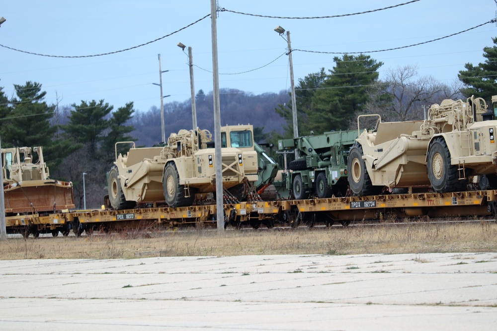 411th Engineer Company equipment deployment by rail movement at Fort McCoy