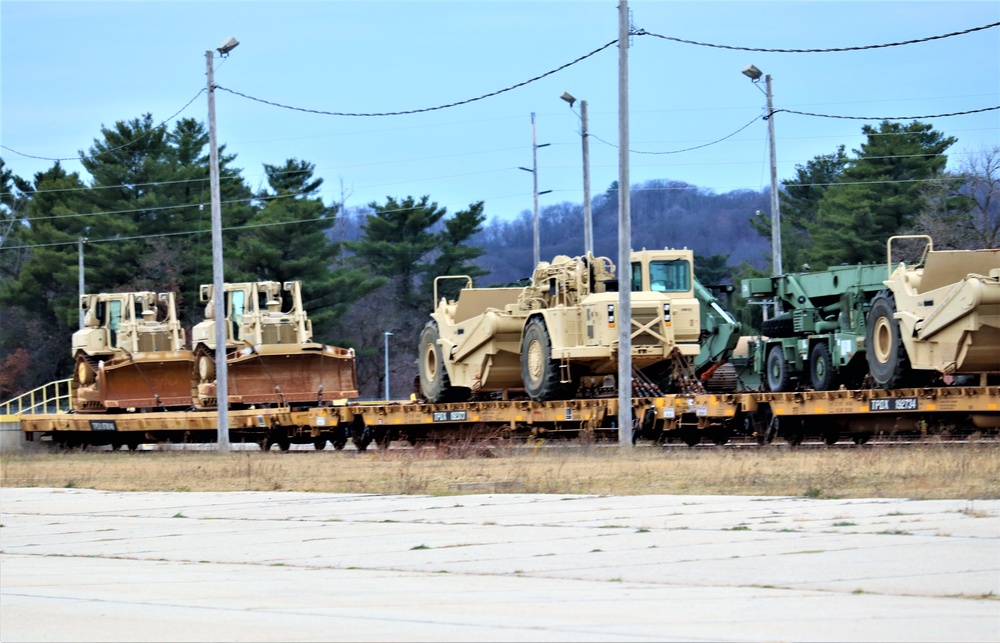 411th Engineer Company equipment deployment by rail movement at Fort McCoy