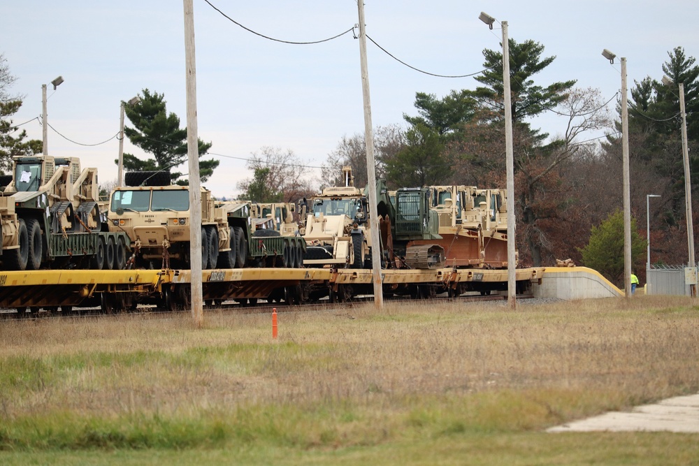 411th Engineer Company equipment deployment by rail movement at Fort McCoy