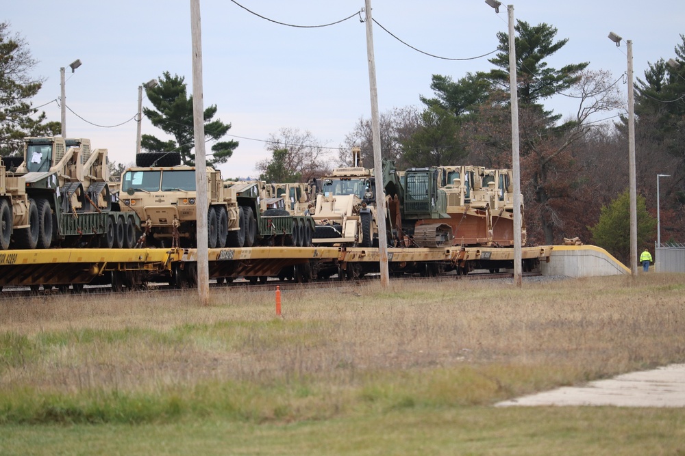 411th Engineer Company equipment deployment by rail movement at Fort McCoy