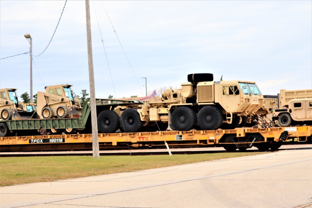 411th Engineer Company equipment deployment by rail movement at Fort McCoy