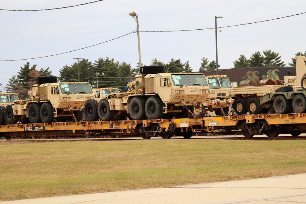 411th Engineer Company equipment deployment by rail movement at Fort McCoy