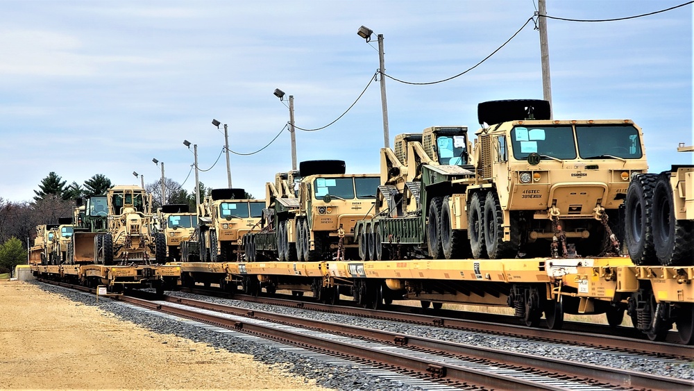 411th Engineer Company equipment deployment by rail movement at Fort McCoy