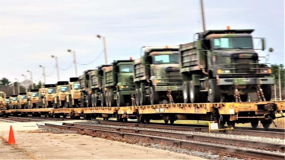 411th Engineer Company equipment deployment by rail movement at Fort McCoy