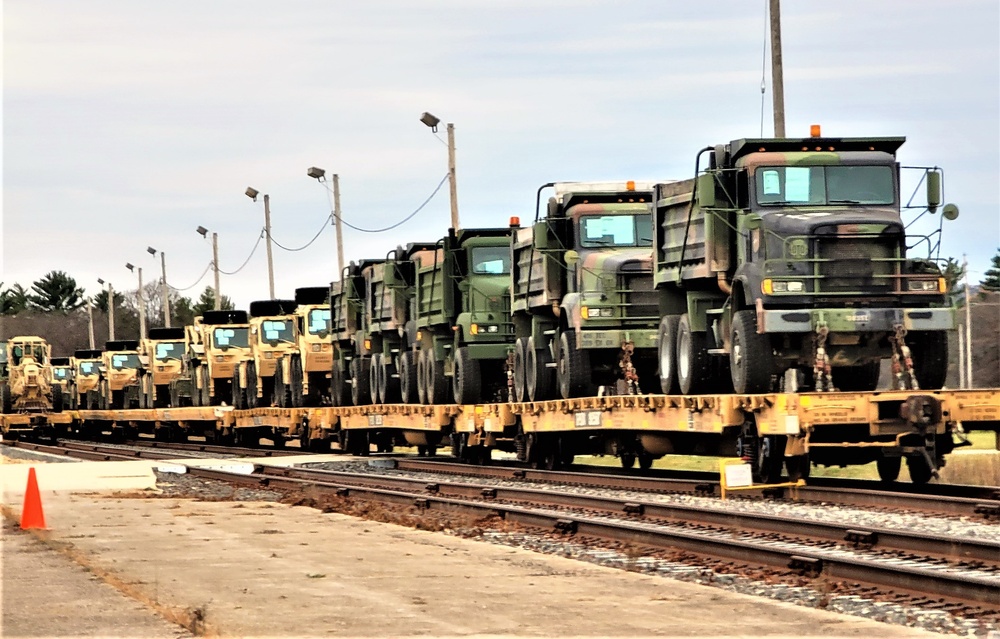 411th Engineer Company equipment deployment by rail movement at Fort McCoy