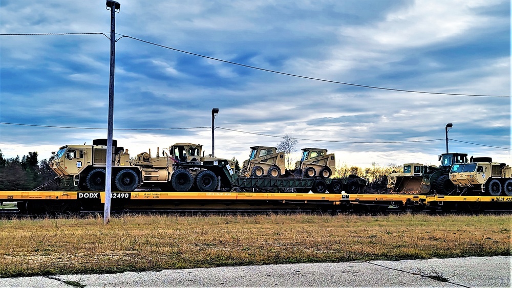 411th Engineer Company equipment deployment by rail movement at Fort McCoy