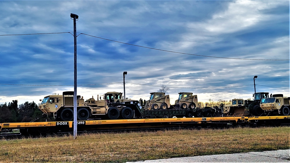 411th Engineer Company equipment deployment by rail movement at Fort McCoy