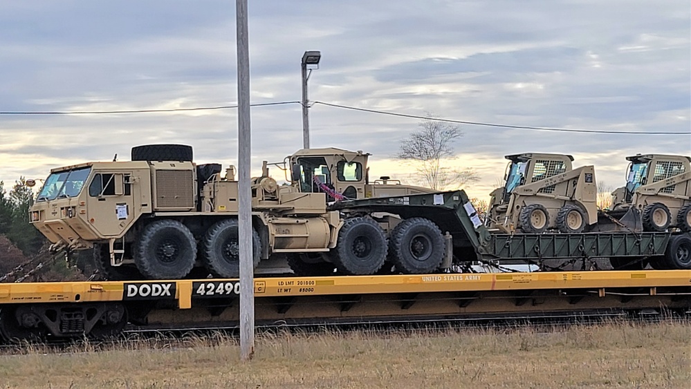 411th Engineer Company equipment deployment by rail movement at Fort McCoy