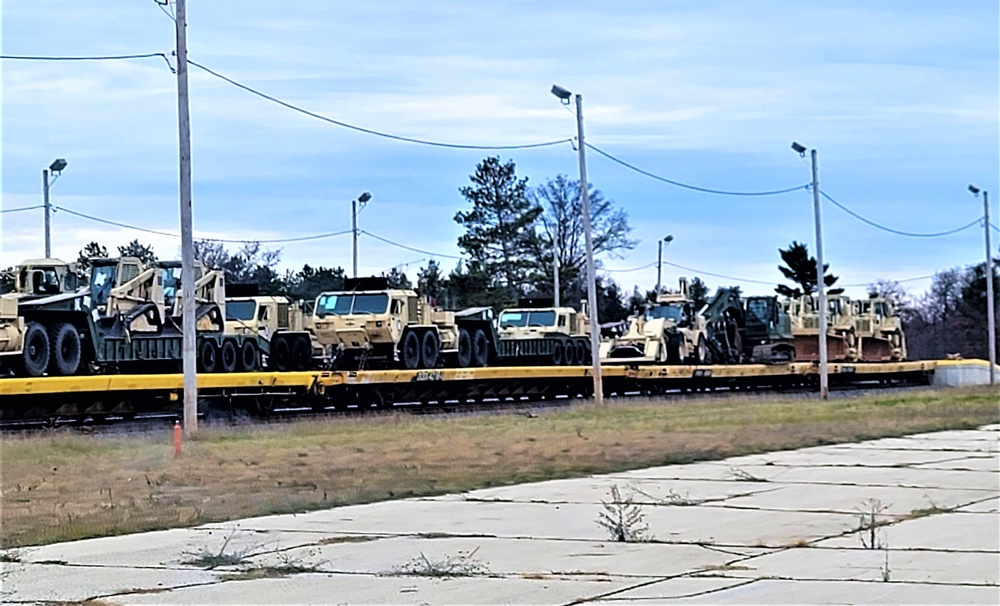 411th Engineer Company equipment deployment by rail movement at Fort McCoy