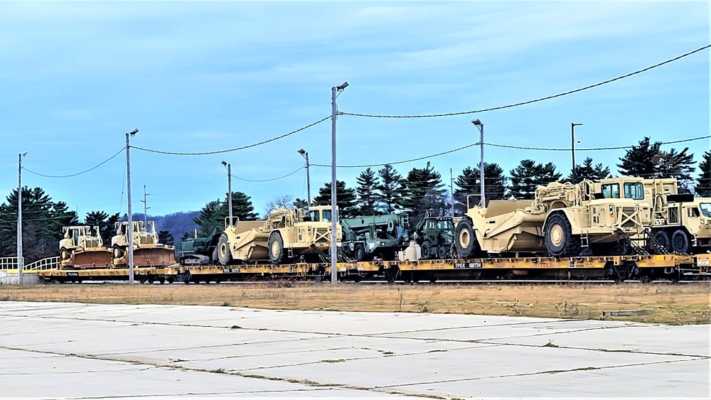 411th Engineer Company equipment deployment by rail movement at Fort McCoy