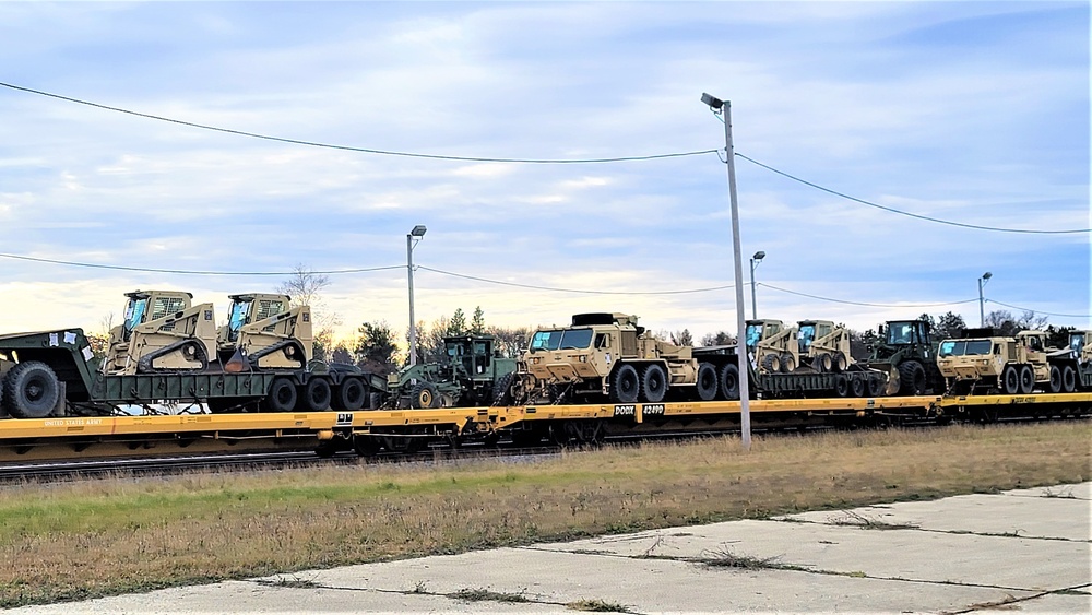 411th Engineer Company equipment deployment by rail movement at Fort McCoy