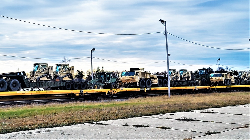 411th Engineer Company equipment deployment by rail movement at Fort McCoy