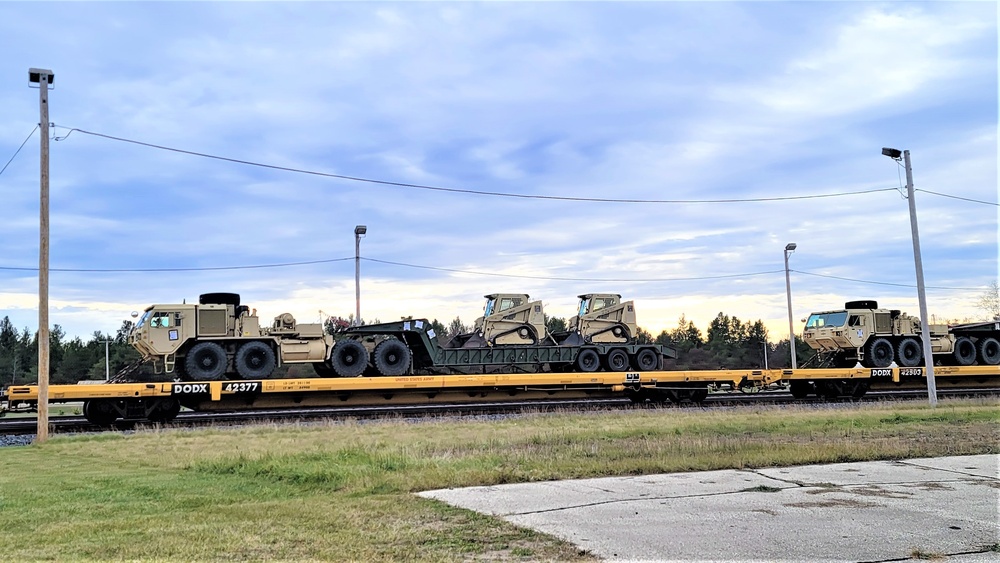 411th Engineer Company equipment deployment by rail movement at Fort McCoy