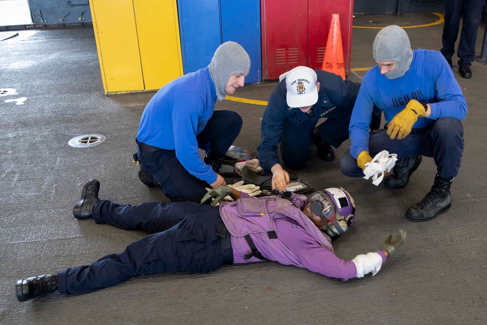 USS Tripoli Firefighting Training