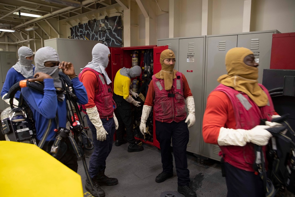 USS Tripoli Firefighting Training