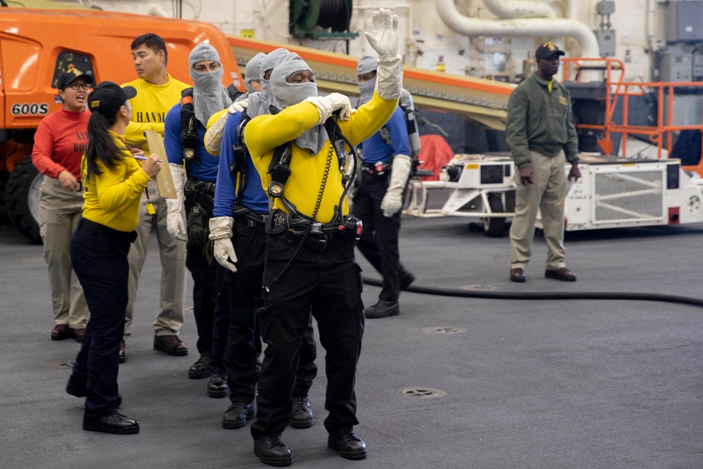 USS Tripoli Firefighting Training