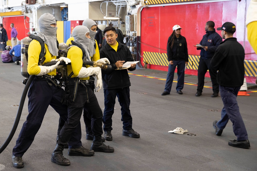 USS Tripoli Firefighting Training