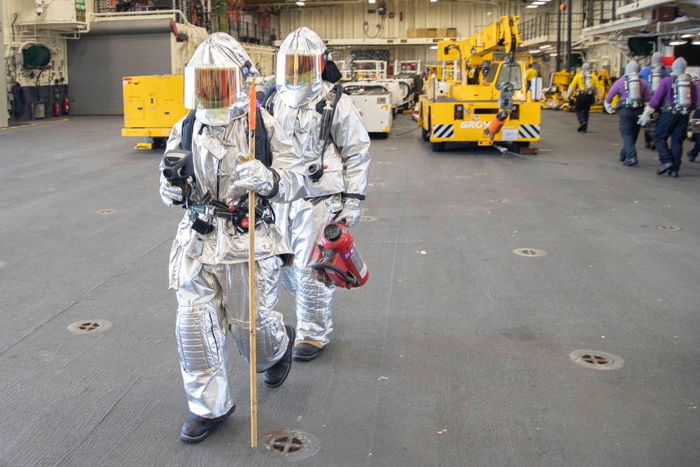 USS Tripoli Firefighting Training