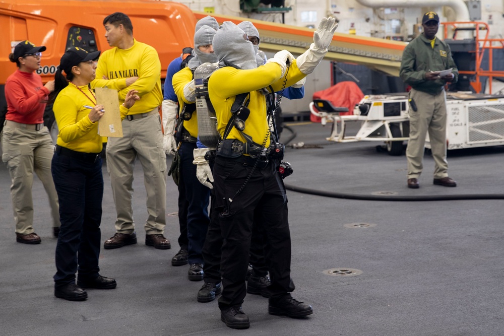 USS Tripoli Firefighting Training