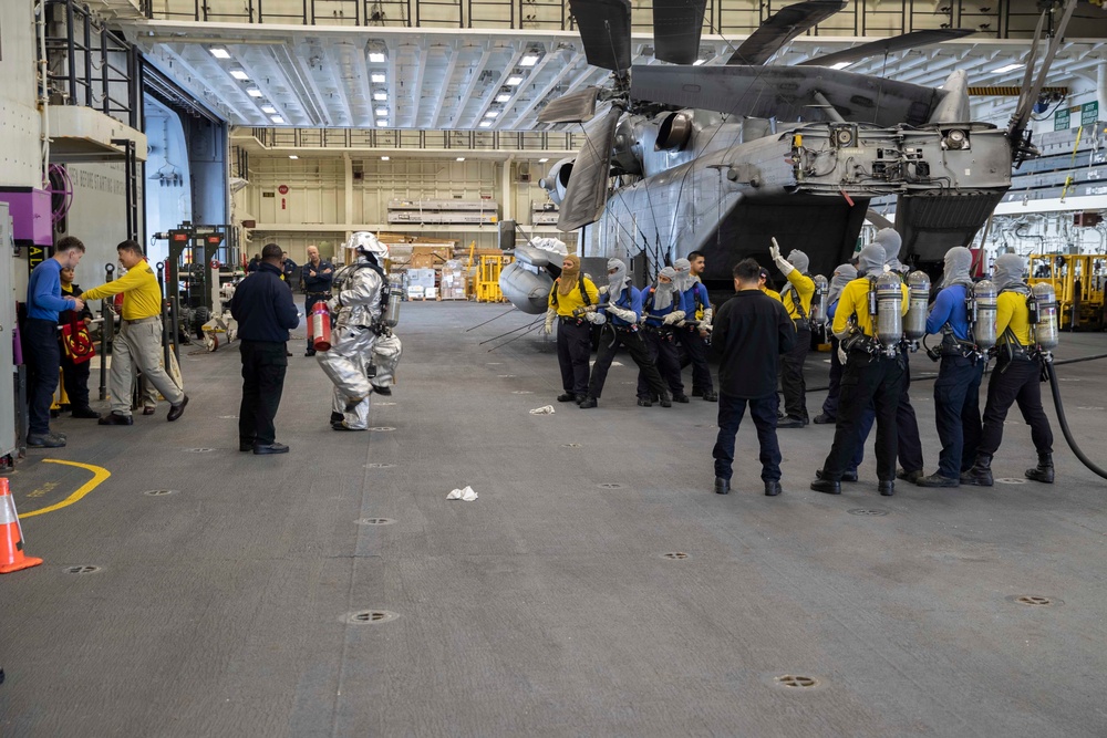 USS Tripoli Firefighting Training