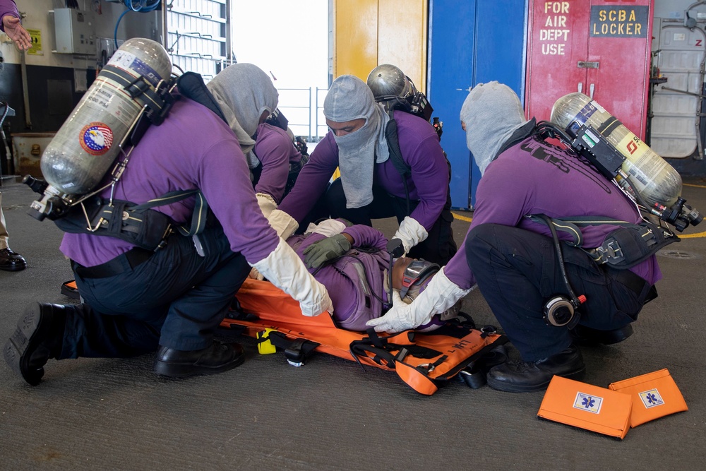 USS Tripoli Firefighting Training