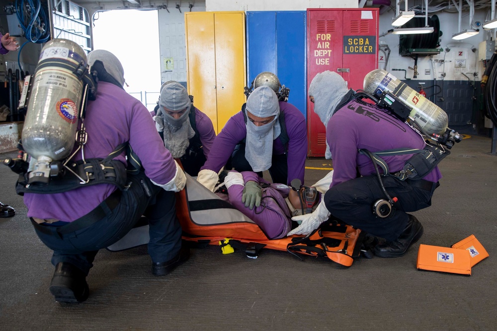 USS Tripoli Firefighting Training