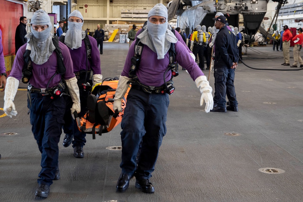 USS Tripoli Firefighting Training