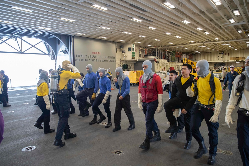 USS Tripoli Firefighting Training