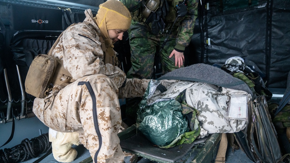 U.S. Marines and Sailors with Combat Logistics Battalion 6 Conduct Simulated Casualty Evacuation Training During Exercise Freezing Winds 22