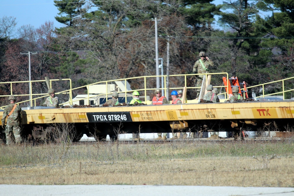 411th Engineer Company equipment deployment by rail movement at Fort McCoy