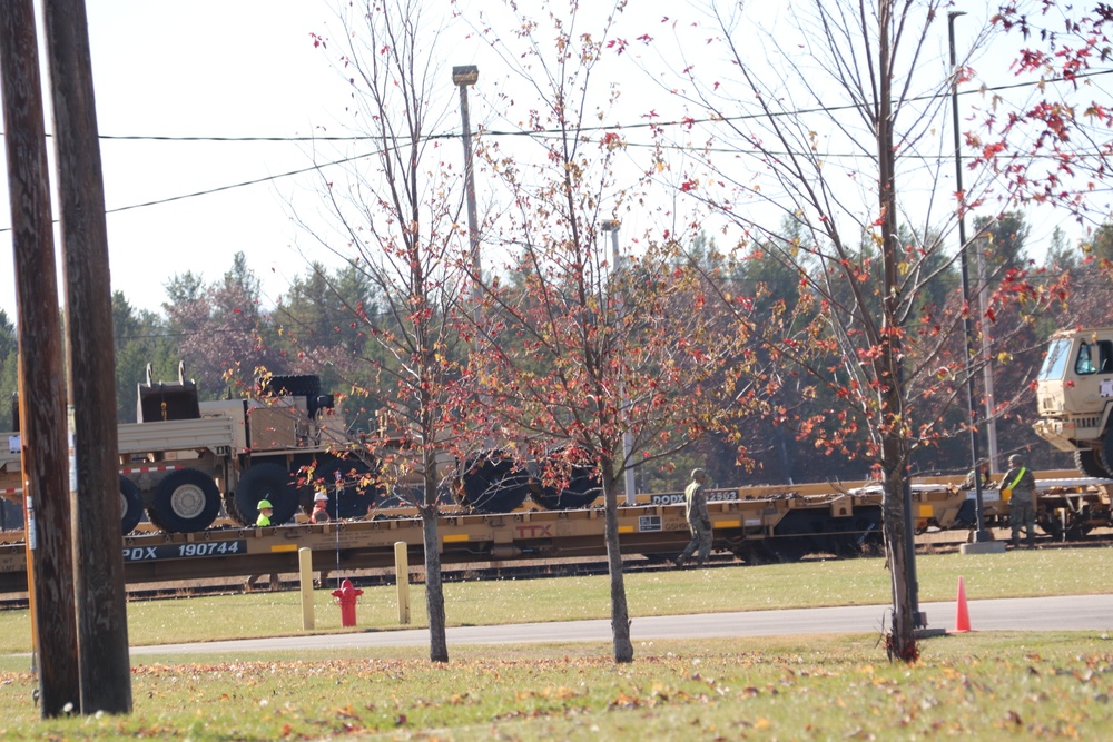 411th Engineer Company equipment deployment by rail movement at Fort McCoy