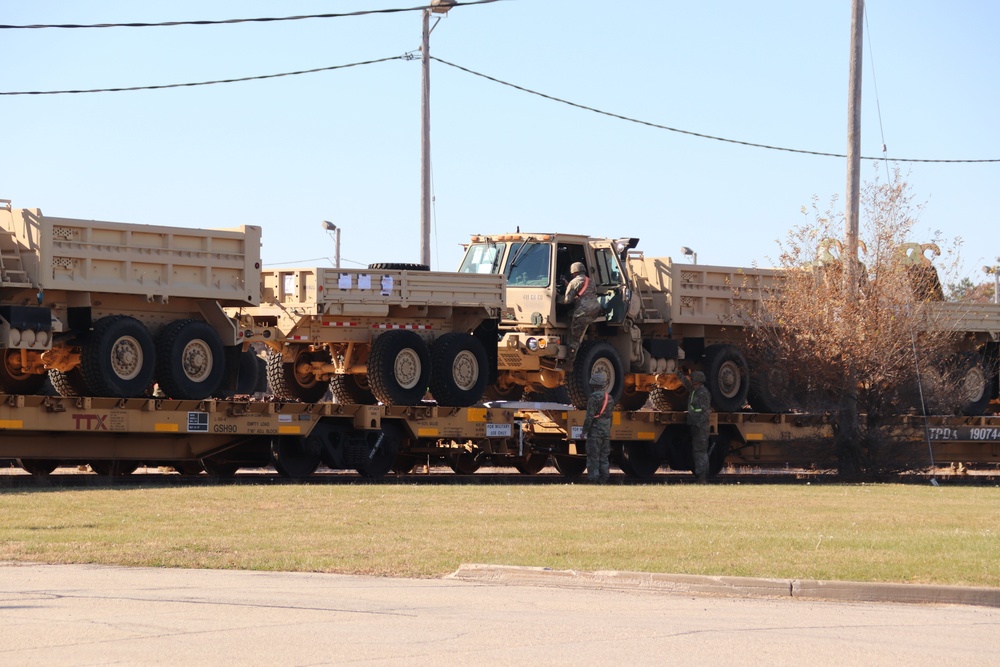 411th Engineer Company equipment deployment by rail movement at Fort McCoy