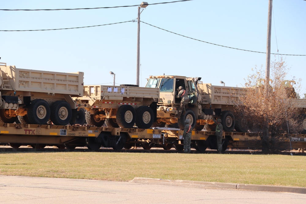 411th Engineer Company equipment deployment by rail movement at Fort McCoy