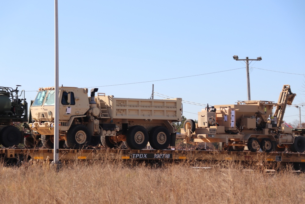 411th Engineer Company equipment deployment by rail movement at Fort McCoy