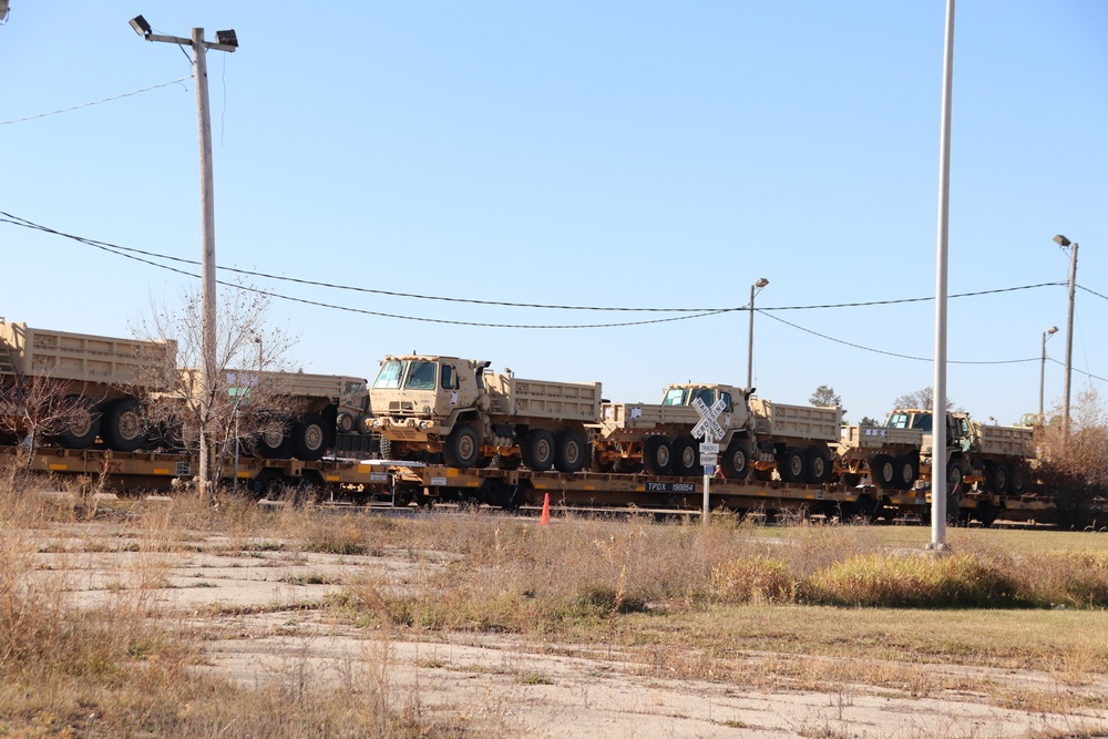 411th Engineer Company equipment deployment by rail movement at Fort McCoy