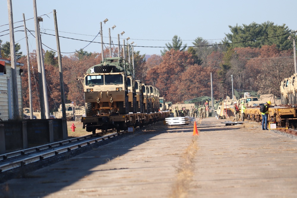 411th Engineer Company equipment deployment by rail movement at Fort McCoy